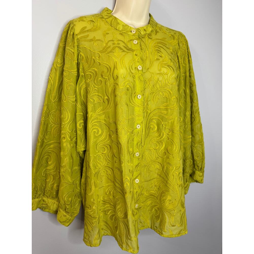 Pilcro Anthropologie Bella Embroidered Buttondown Blouse Line Relax Women's 2X - Picture 13 of 14